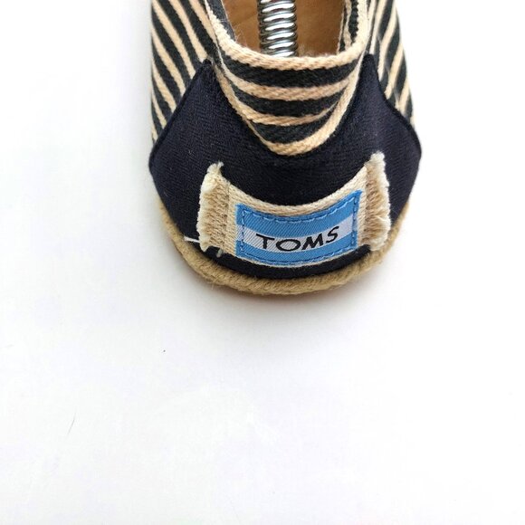 Toms Men's Classic University Navy Stripe Canvas Flat Slip on - Picture 8 of 10